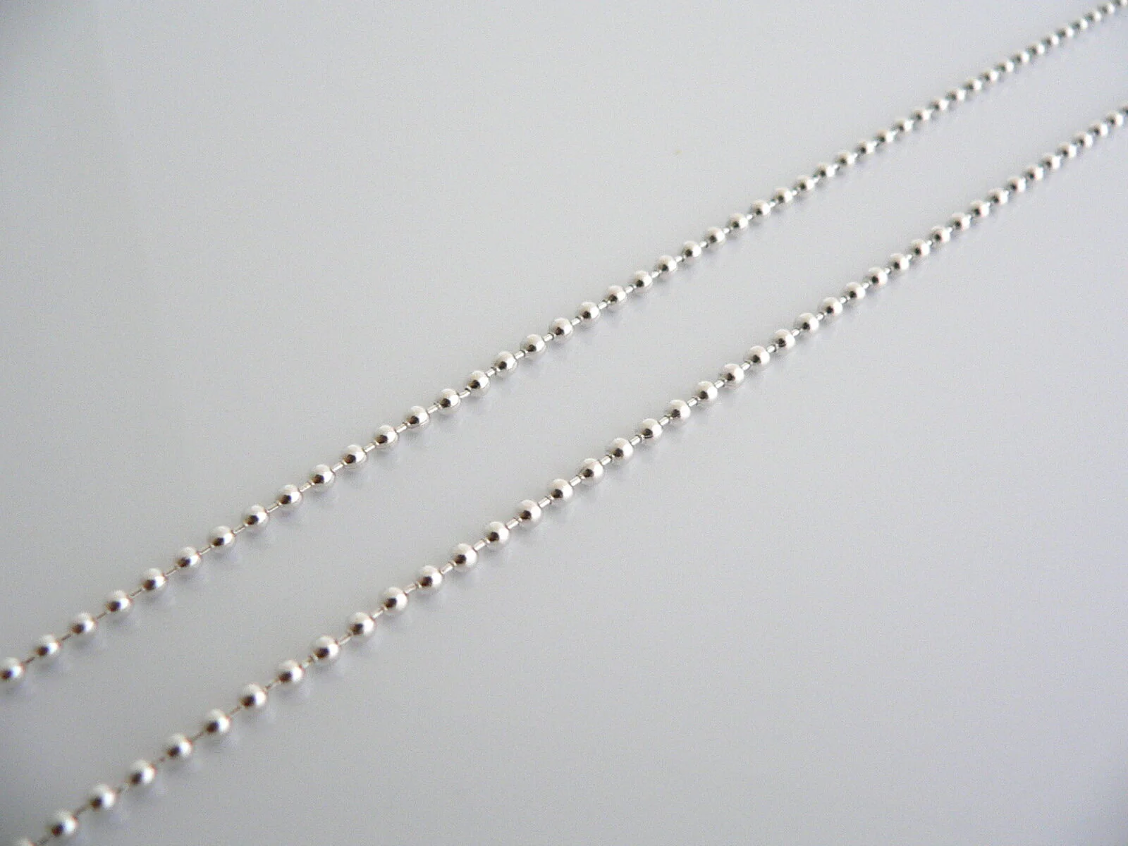 Tiffany & Co Silver 35 Inch Long Beaded Bead Necklace Chain Dog Tag Pendant Gift