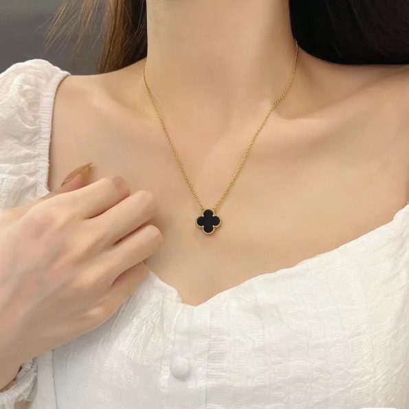 Van Cleef Necklace Dupe, Black Clover Leaf Necklace