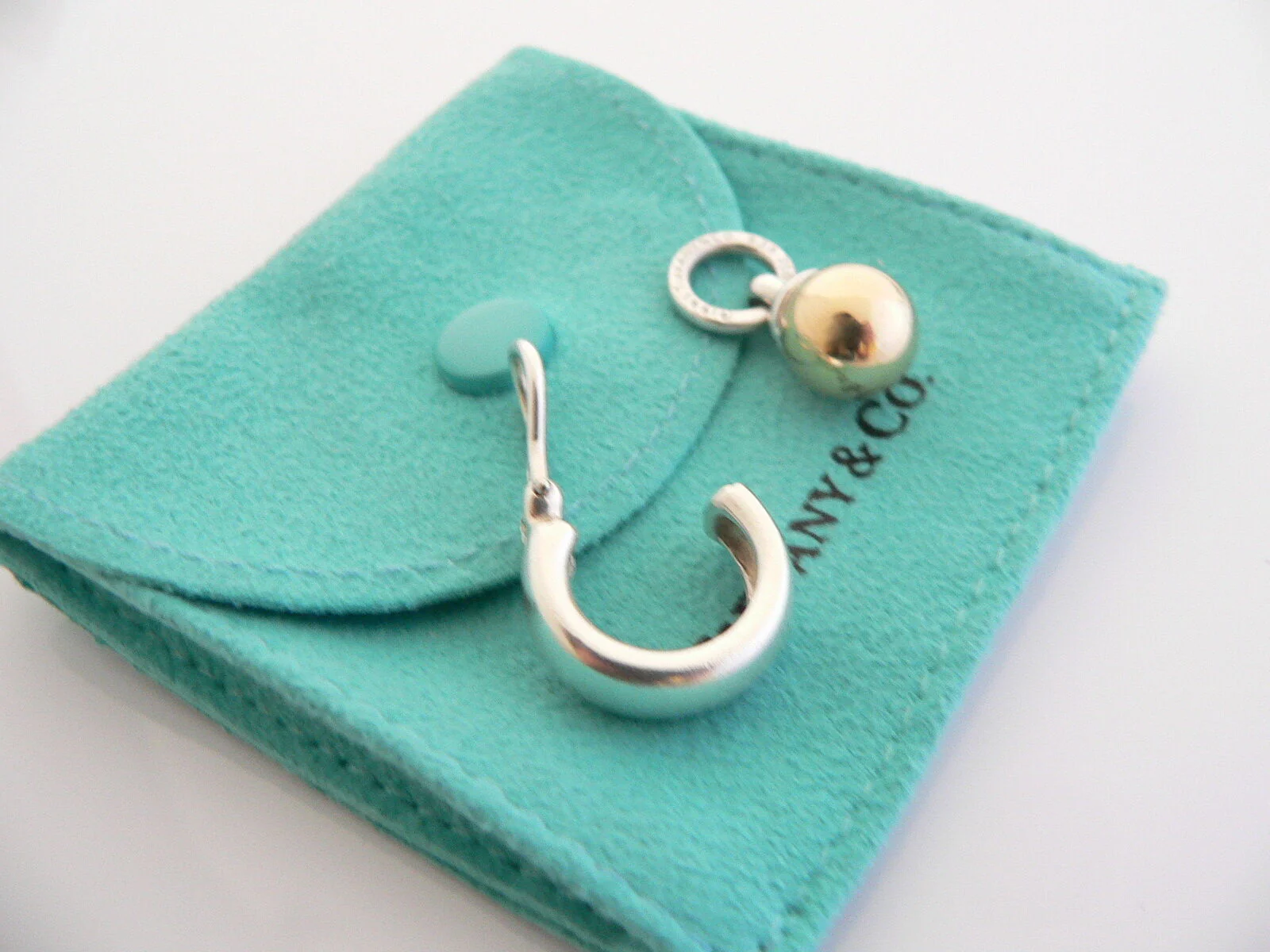 Tiffany & Co Ball Earrings Silver Hardware 18K Gold Fascination Dangle Clip On