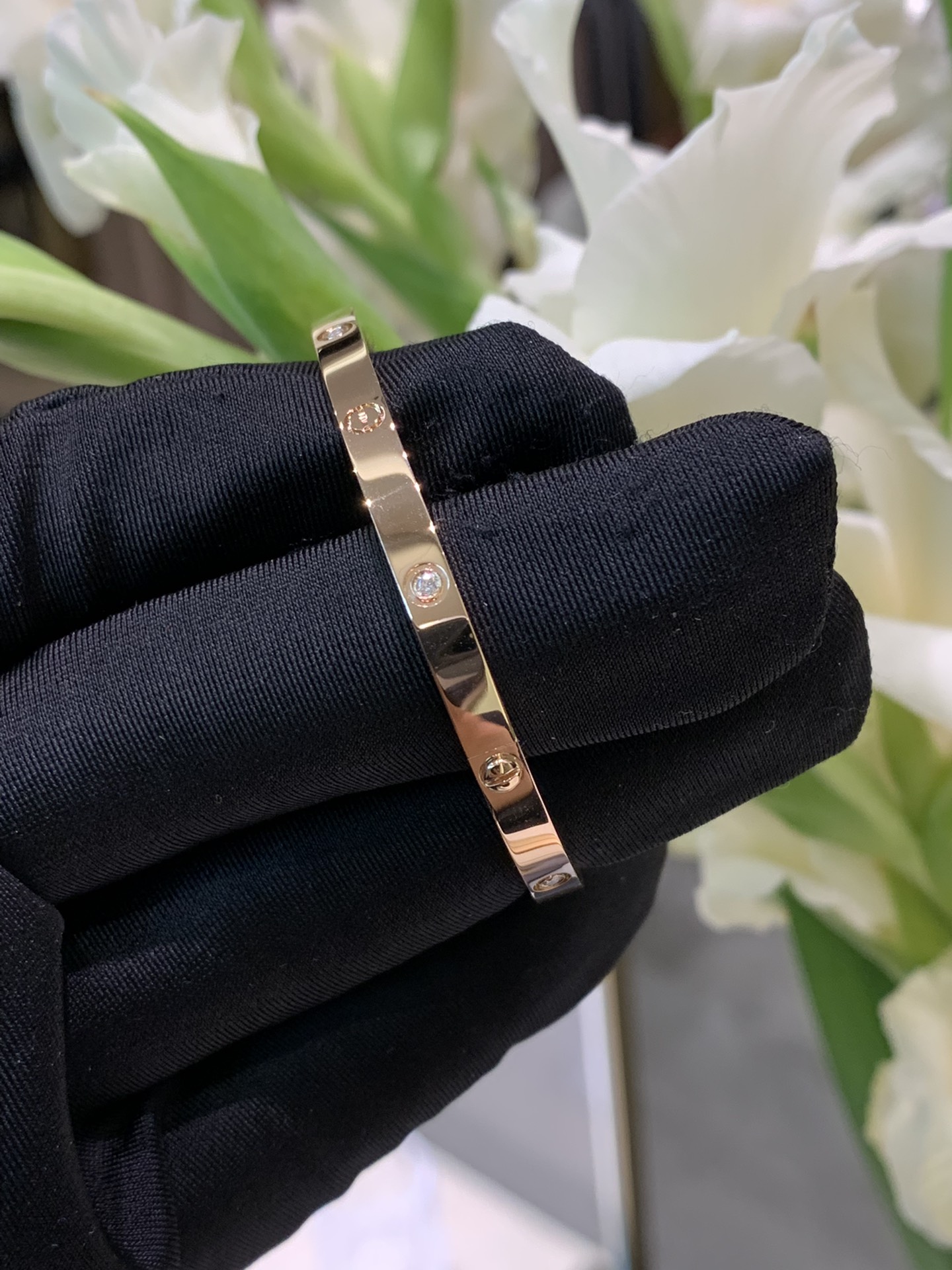Cartier LOVE BRACELET, SMALL MODEL, 6 DIAMONDS, Rose Gold