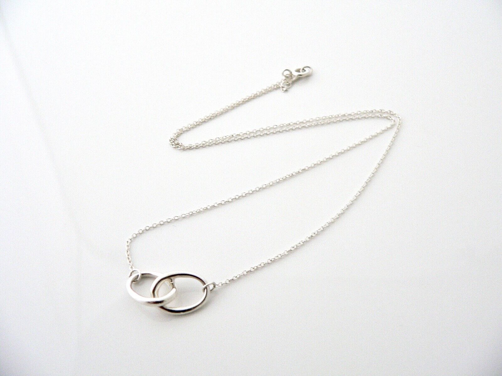 Tiffany & Co Silver Necklace Peretti Interlocking Ovals Love Pendant 17.5 Inch