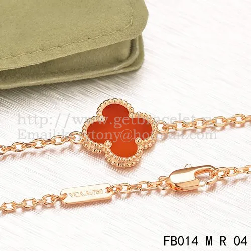 Van Cleef & Arpels Sweet Alhambra Bracelet Pink Gold With Carnelian Mother Of Pearl