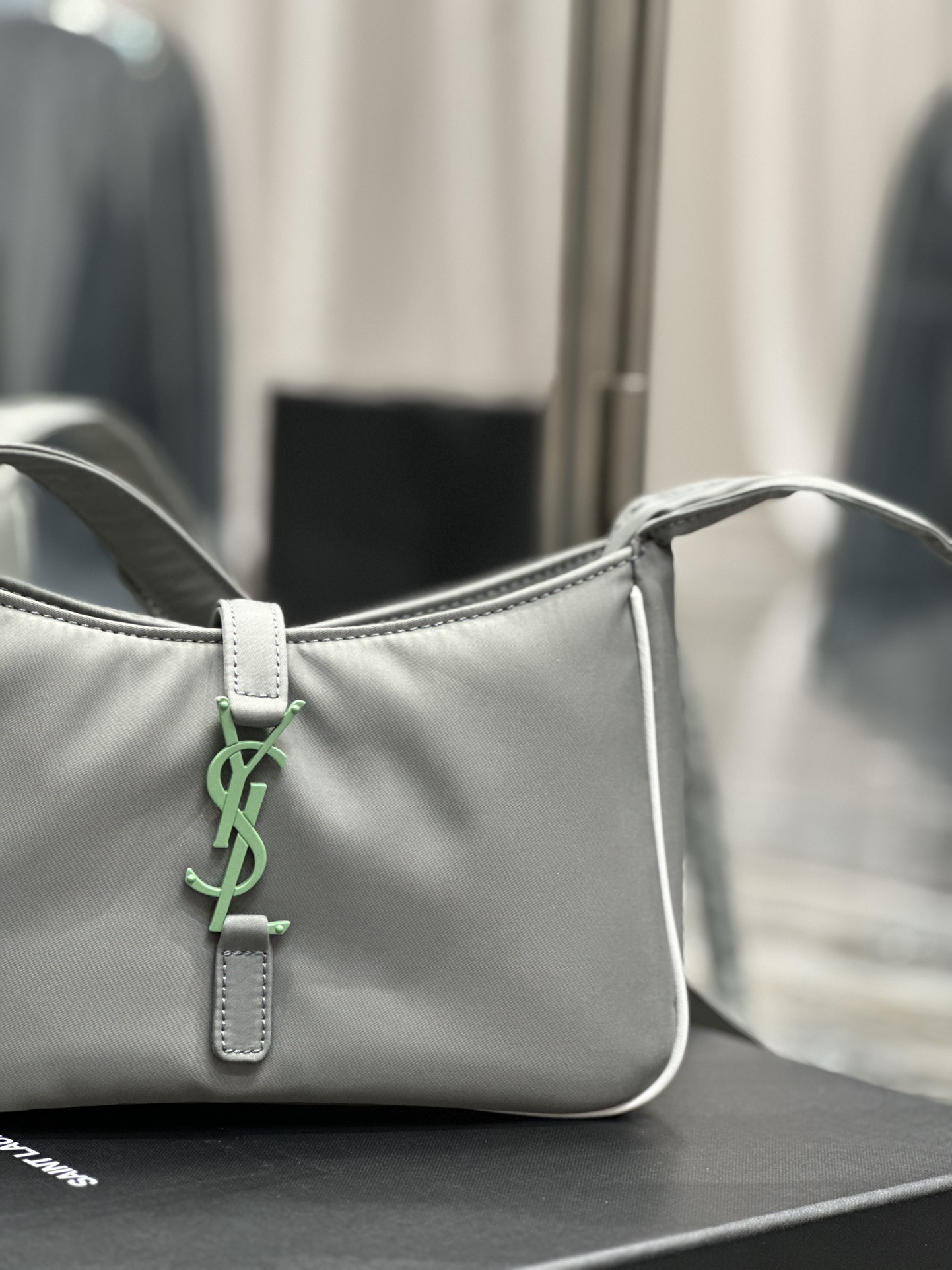 Saint Laurent 10A Handbag Shoulder Bag Top Mirror Quality Version Black Gold Button Nylon