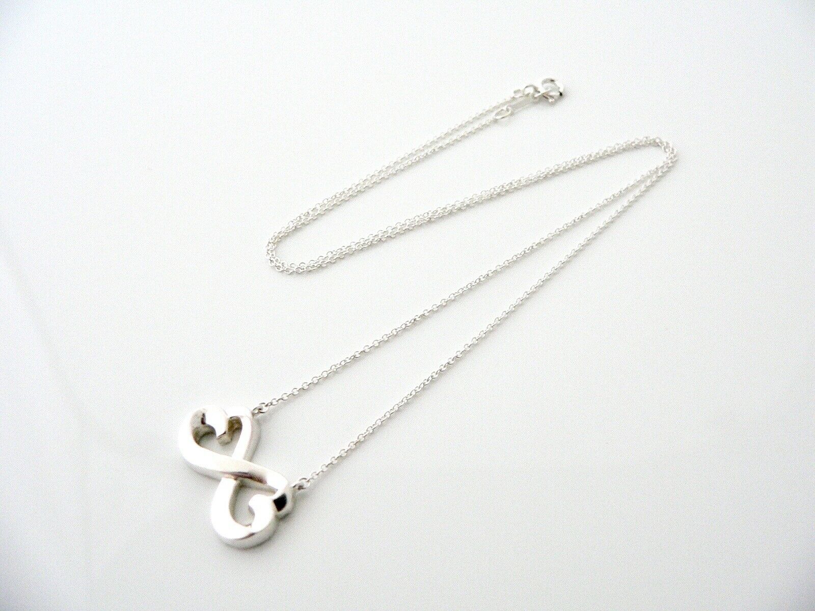 Tiffany & Co Silver Picasso Double Loving Heart Necklace 19 inch Chain Gift