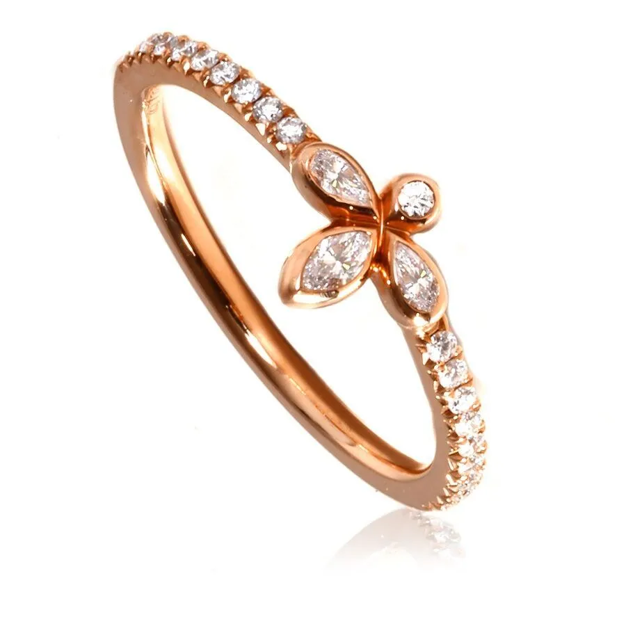 Classic Tiffany Fleur de Lis Petaloid Charm Women Diamonds Ring Silver/Yellow Gold/ Rose Gold