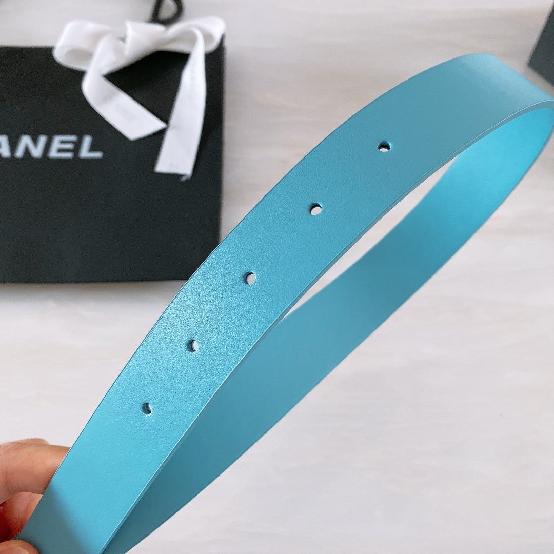 Chanel Belt With Ribbon Buckle Blue Women Belt 30MM