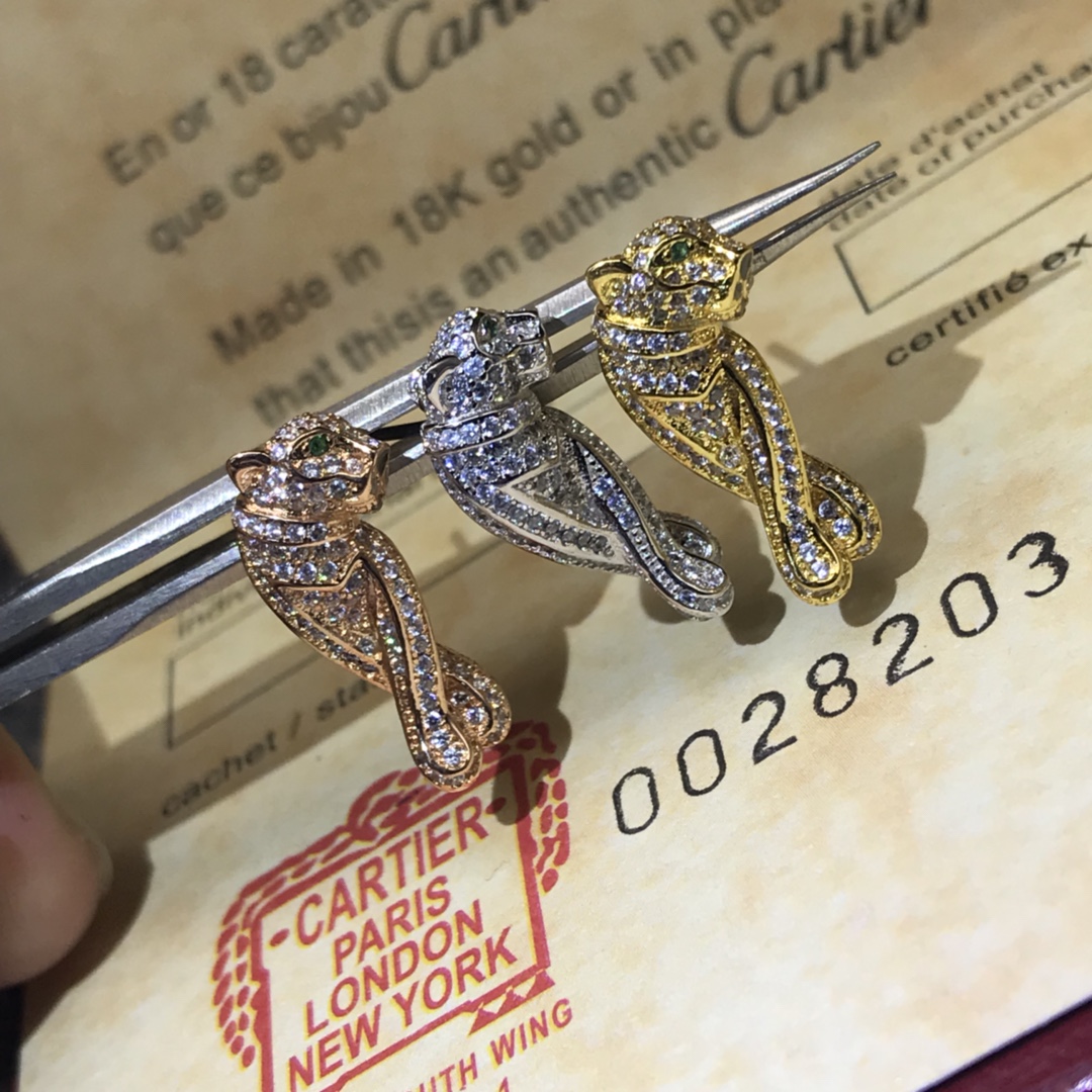 Cartier Leopard Earrings Full Diamonds