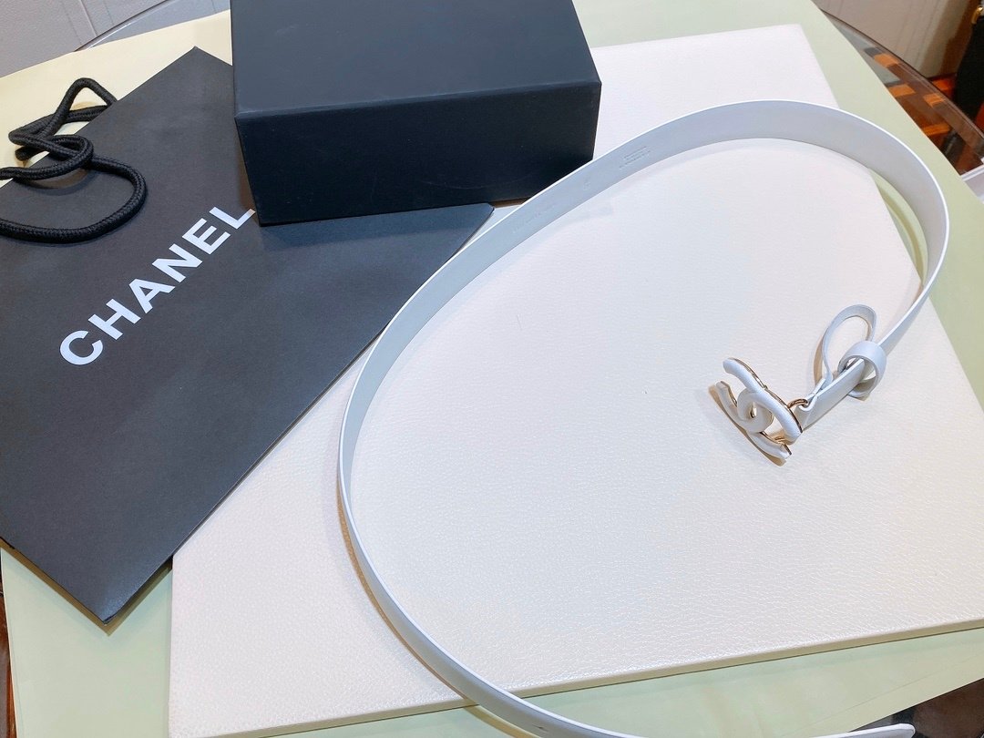 Chanel Belt With Double C Buckle White White-Toned Hardware Women Belt 30MM