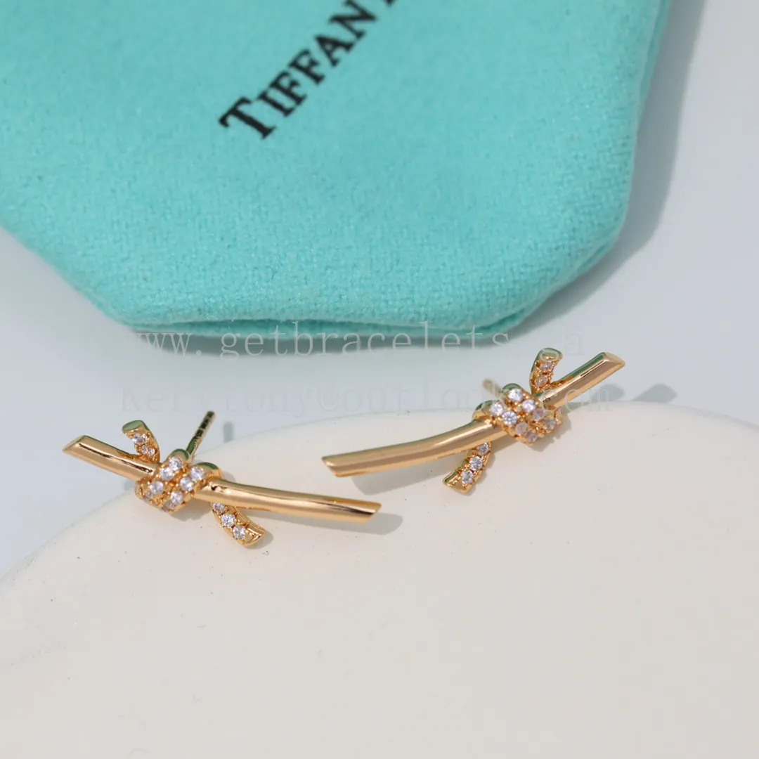 Tiffany Knot Earrings in Yellow Gold/Rose Gold/White Gold with Diamonds