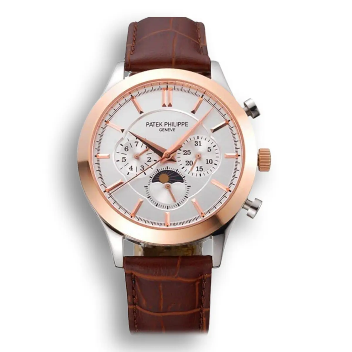 Moonphase Chronograph Dial White 41 mm, Rose Gold Plated