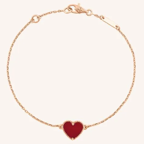 Van Cleef & Arpels Sweet Alhambra Heart Bracelet Pink Gold Carnelian