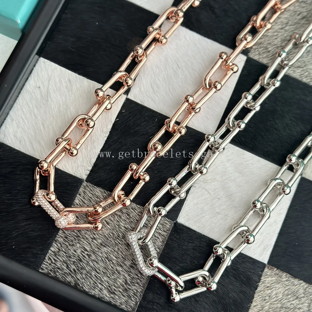 Tiffany HardWear Link Necklace With Diamonds Rose Gold/White Gold