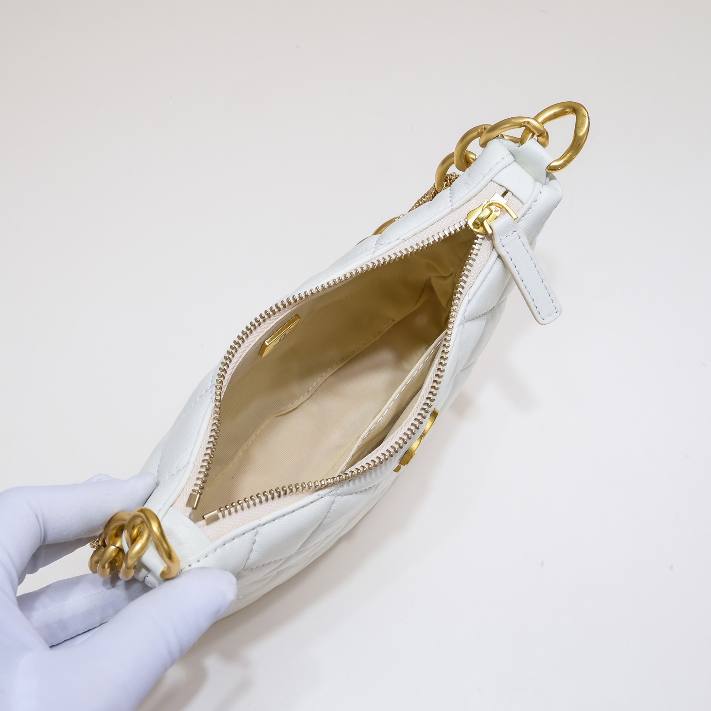 Chanel 23A Fringed Gold Chain Hobo Underarm Shoulder Bag Handbag