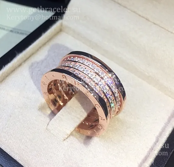 B.zero1 4-Band Ring in Rose Gold with Pave Diamonds