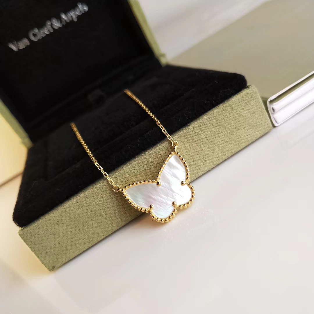 Van Cleef & Arpels butterfly necklace in white mother-of-pearl