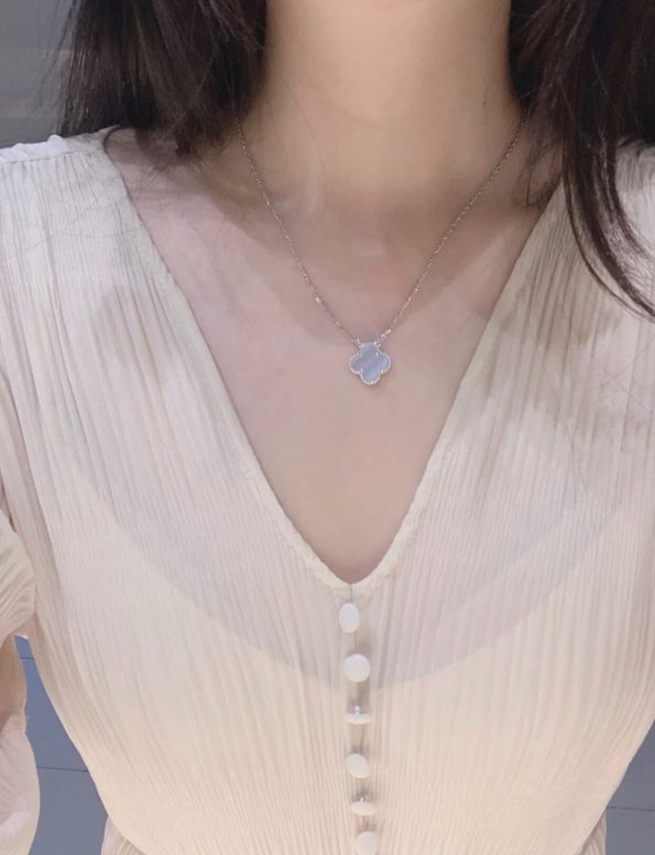 Van Cleef Necklace Dupe, Purple Chalcedony Clover Necklace