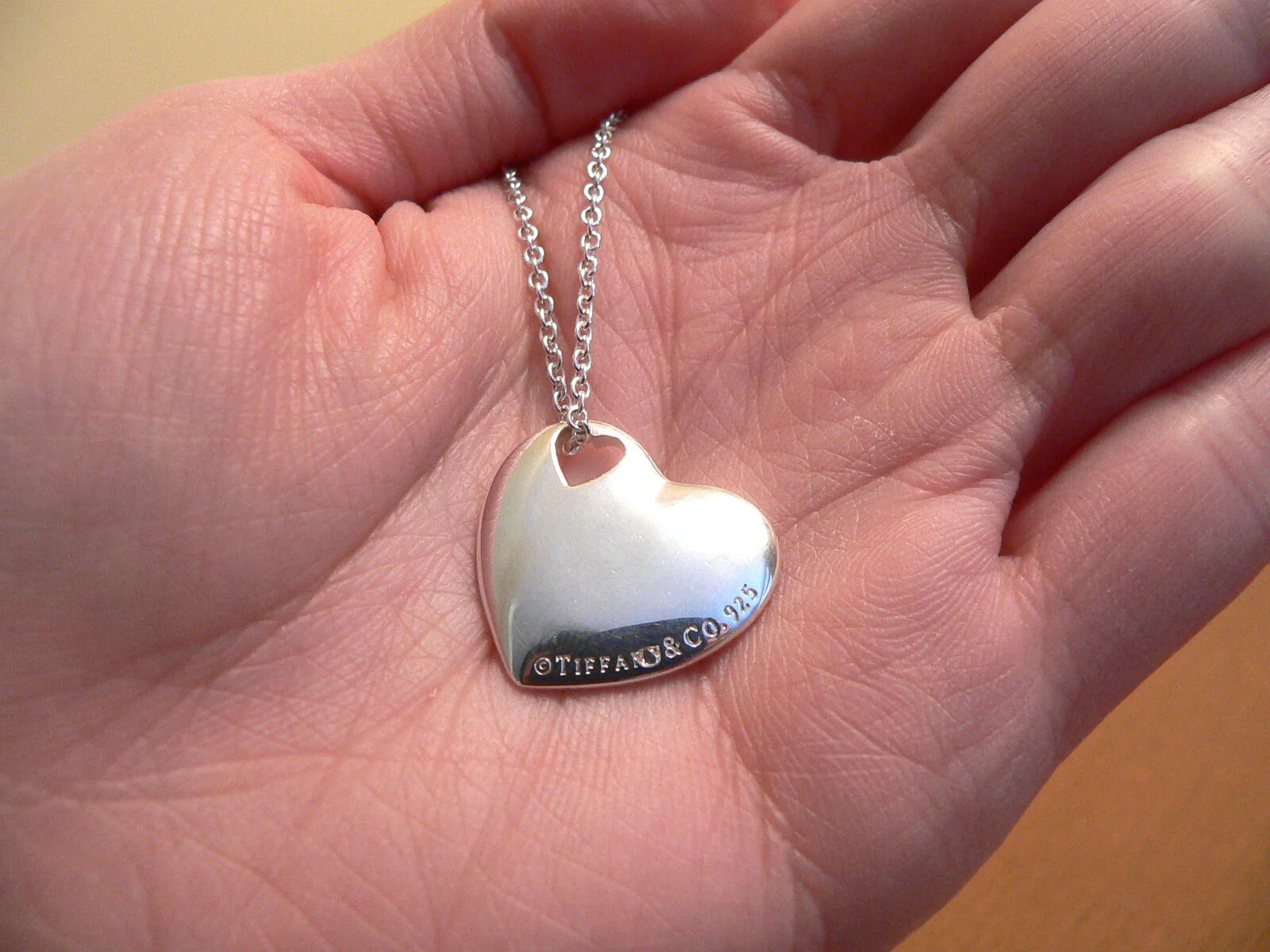 Tiffany & Co Silver Double Heart Necklace Pendant Charm Chain Love Gift