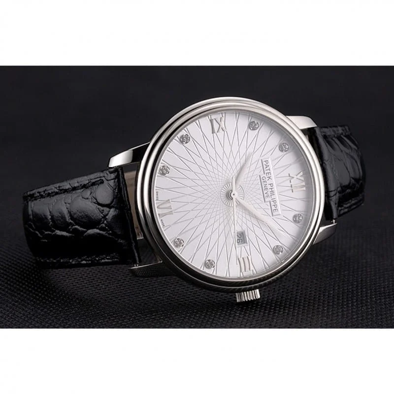 Calatrava Date Dial White 41 mm, Stainless Steel