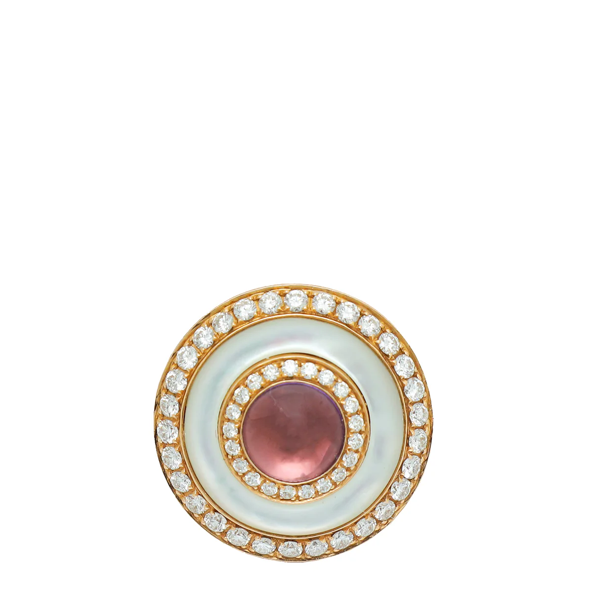 Bvlgari 18K Yellow Gold MOP Amethyst & Diamonds Ring 53