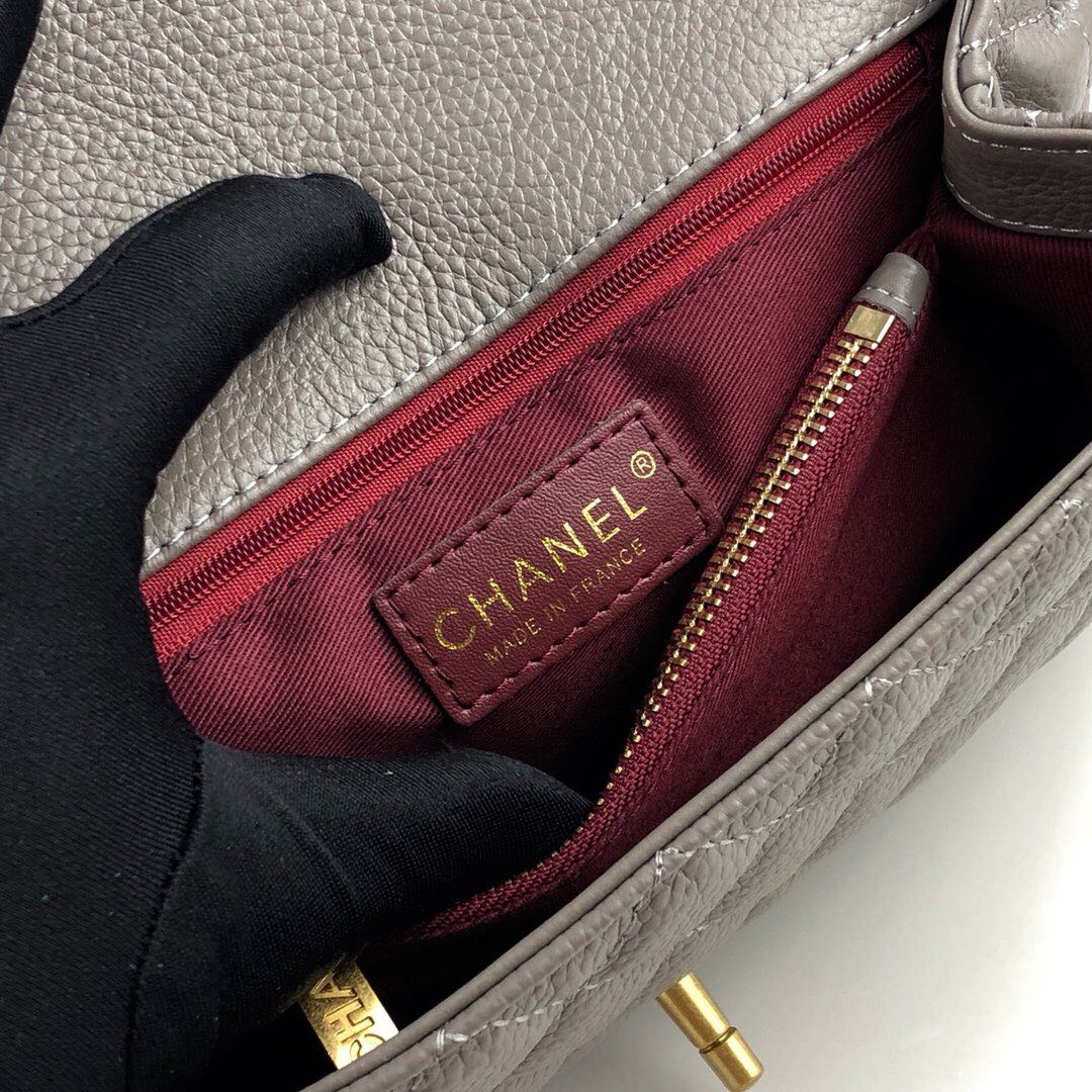 Chanel Grey Medium Shoulder Bag Handbag