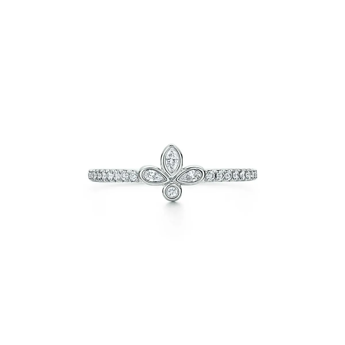 Classic Tiffany Fleur de Lis Petaloid Charm Women Diamonds Ring Silver/Yellow Gold/ Rose Gold
