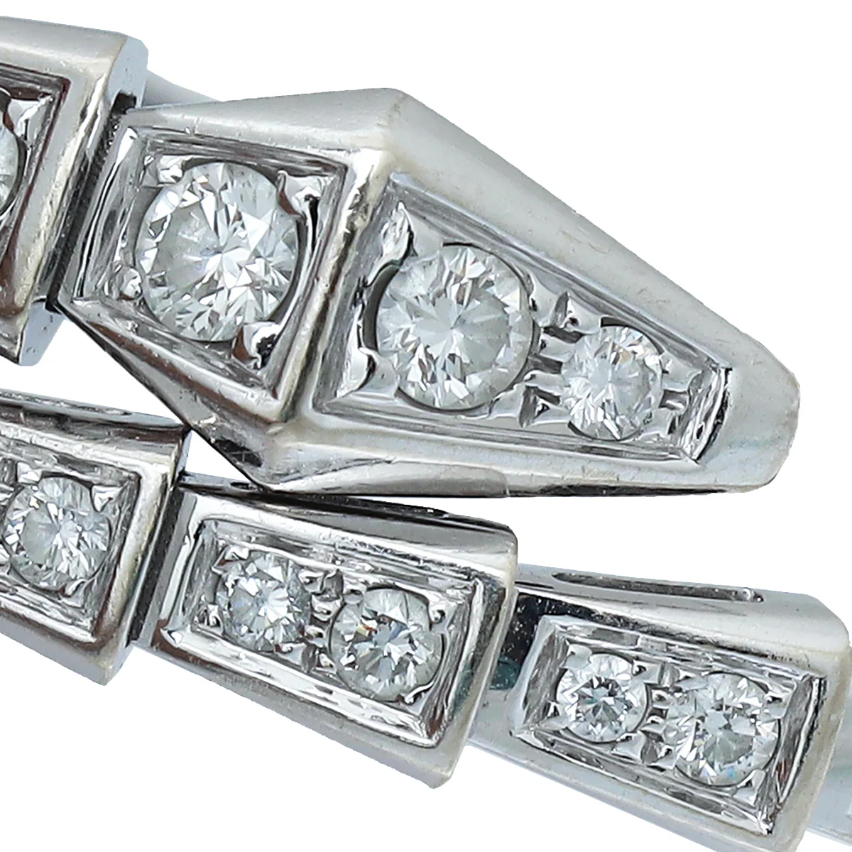 Bvlgari 18K White Gold Diamonds Serpenti Viper One-coil Slim Small Bracelet