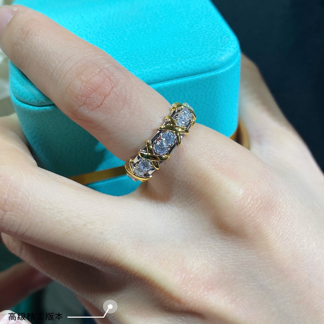 Tiffany Diamond Ring with Crossed X