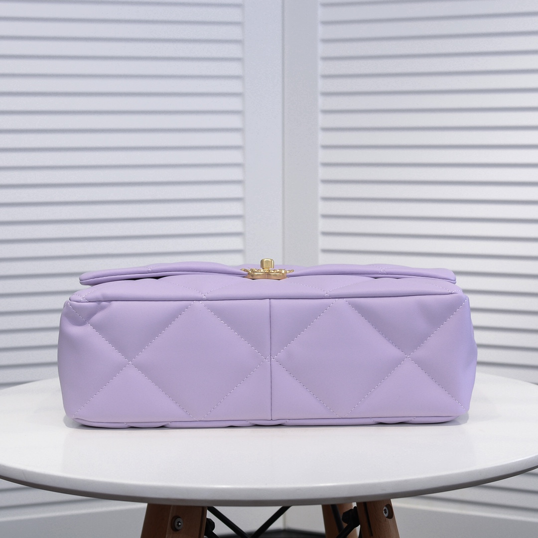 Chanel Lambskin Quilted Large19 Flap Shoulder Bag Handbag