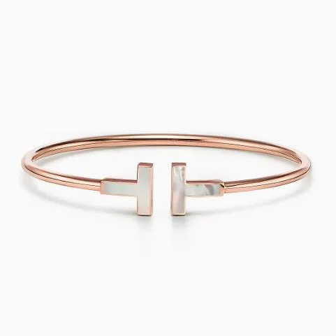Tiffany T Wire Bracelet in Rose Gold with Mother-of-pearl