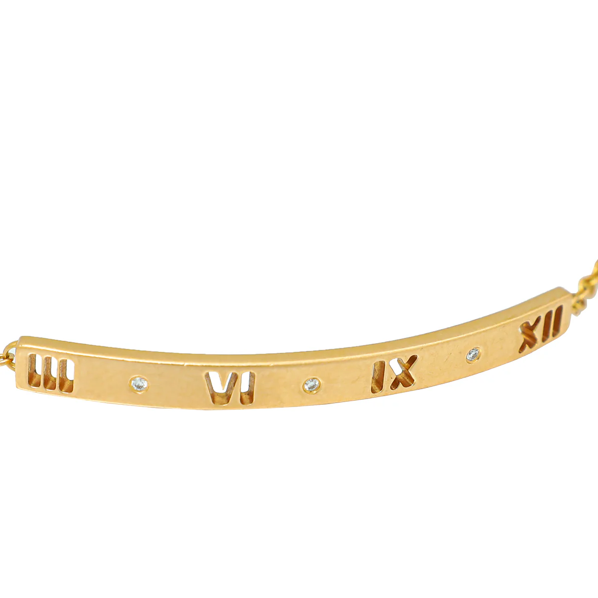 Tiffany & Co 18K Rose Gold Diamond Atlas Pierced Bar Bracelet