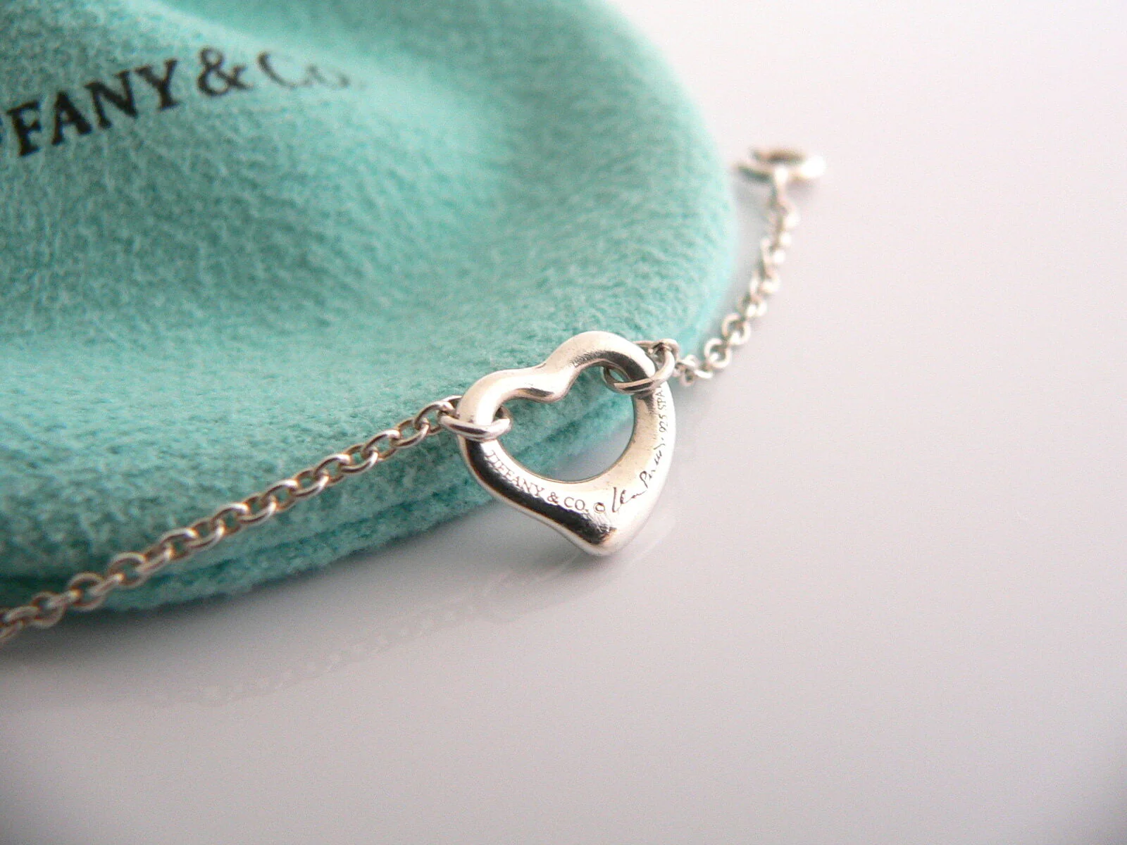 Tiffany & Co Silver Peretti 5 Open Heart Bracelet Bangle 8 Inch Longer Gift Love