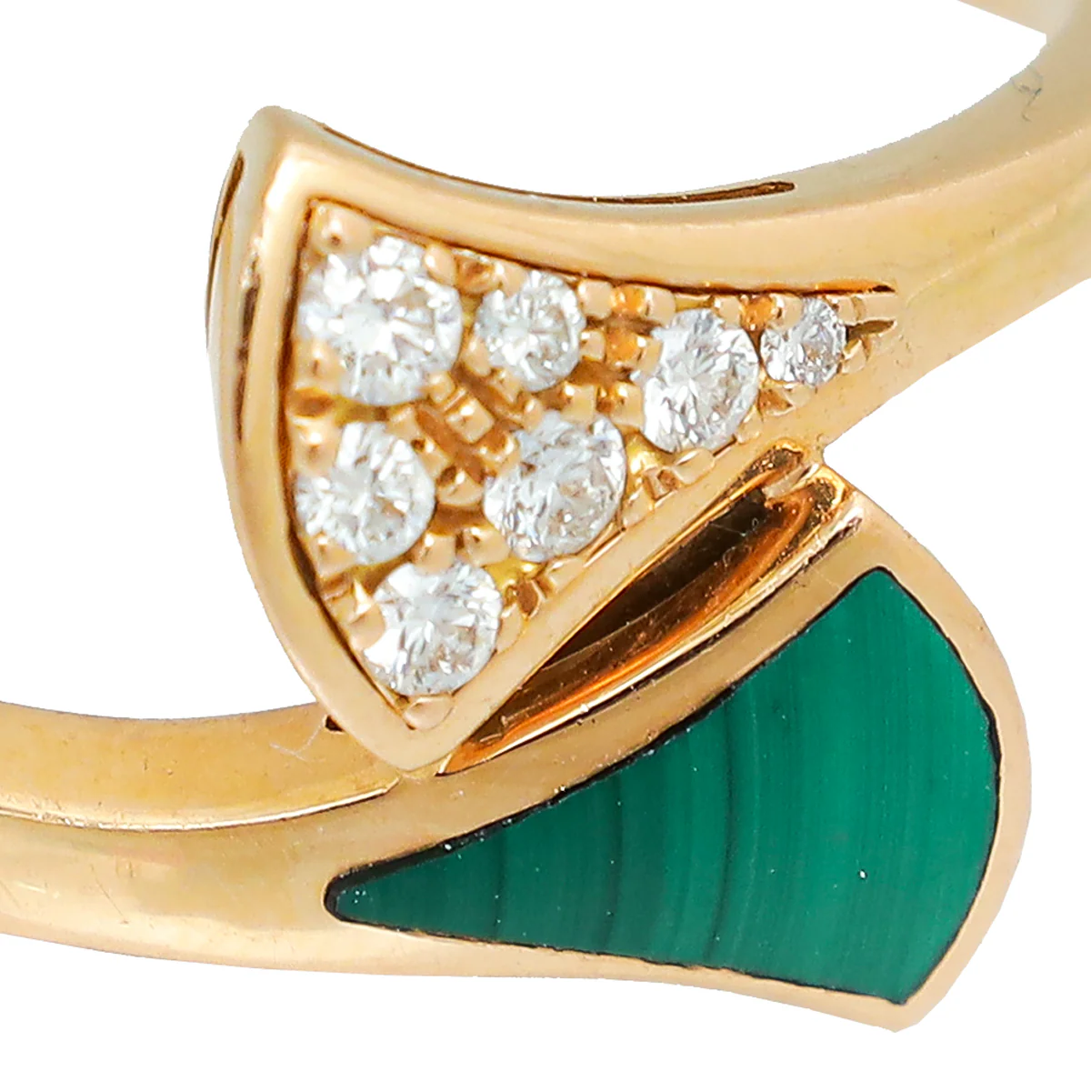 Bvlgari 18K Pink Gold Malachite Diamond Diva's Dream Ring 58
