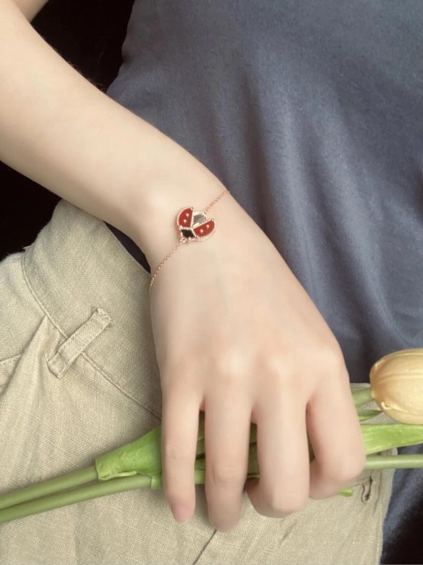Ladybug Bracelet, Two Style, Perfect Van Cleef Dupe, Rose Gold