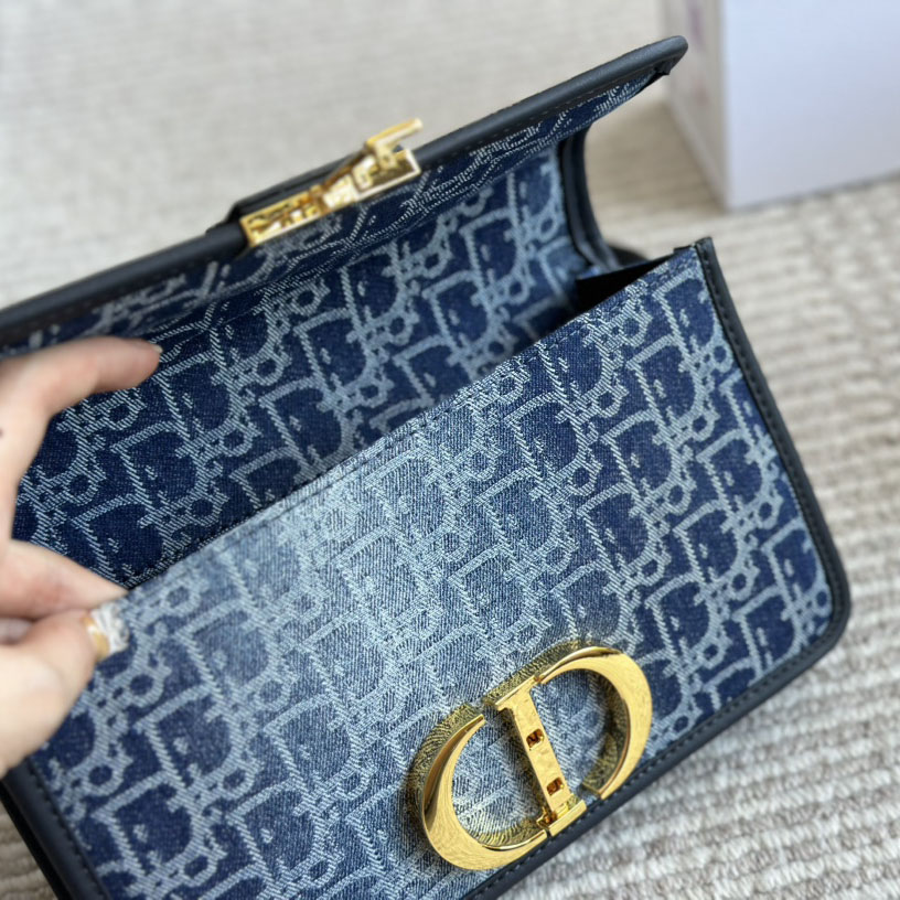 DIOR Denim Oblique 30 Montaigne Flap Bag (Replica)