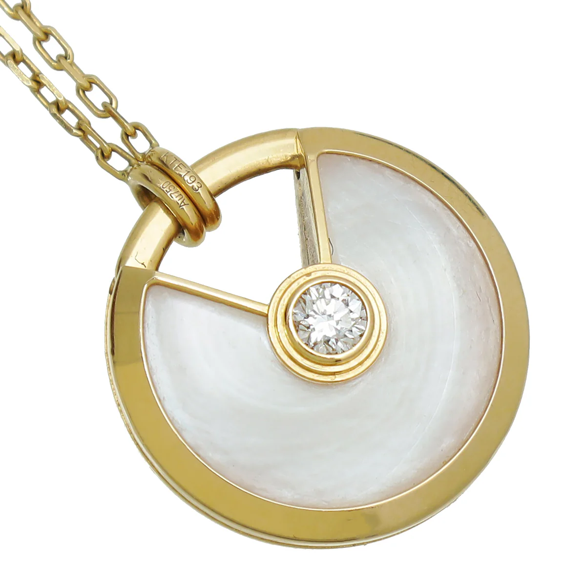 Cartier 18K Yellow Gold Diamond MOP Amulette De Cartier Small Model Necklace