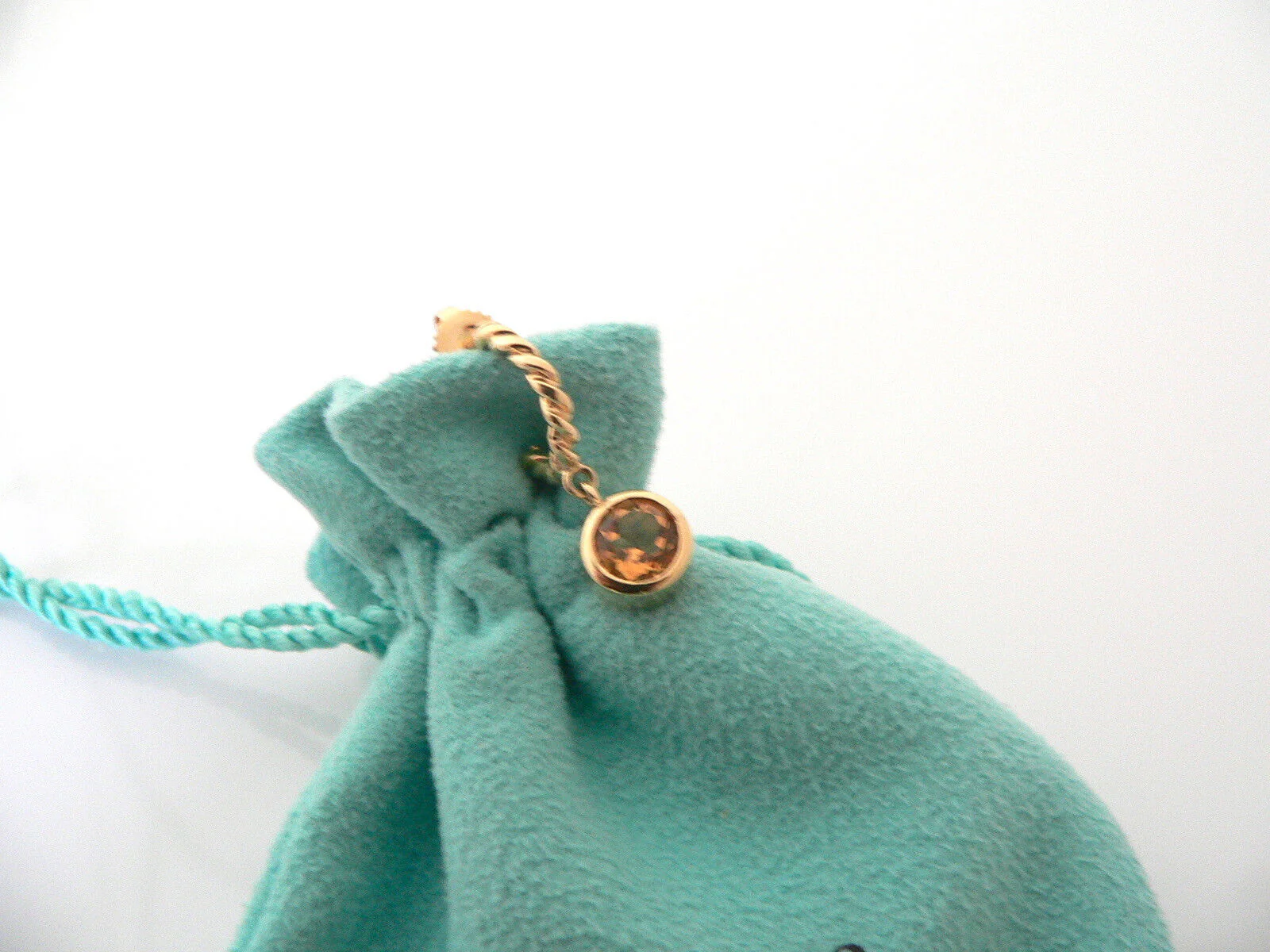 Tiffany & Co 18K Gold Twist Twirl Citrine Gemstone Dangling Dangle Earrings Gift