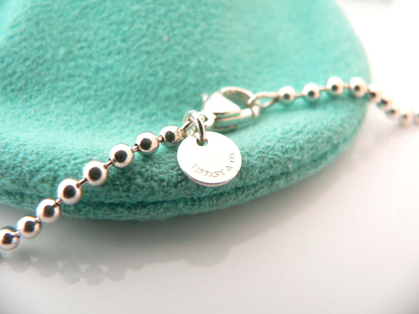 Tiffany & Co Heart Arrow Necklace Silver Large Pendant Long Bead Chain Gift Art