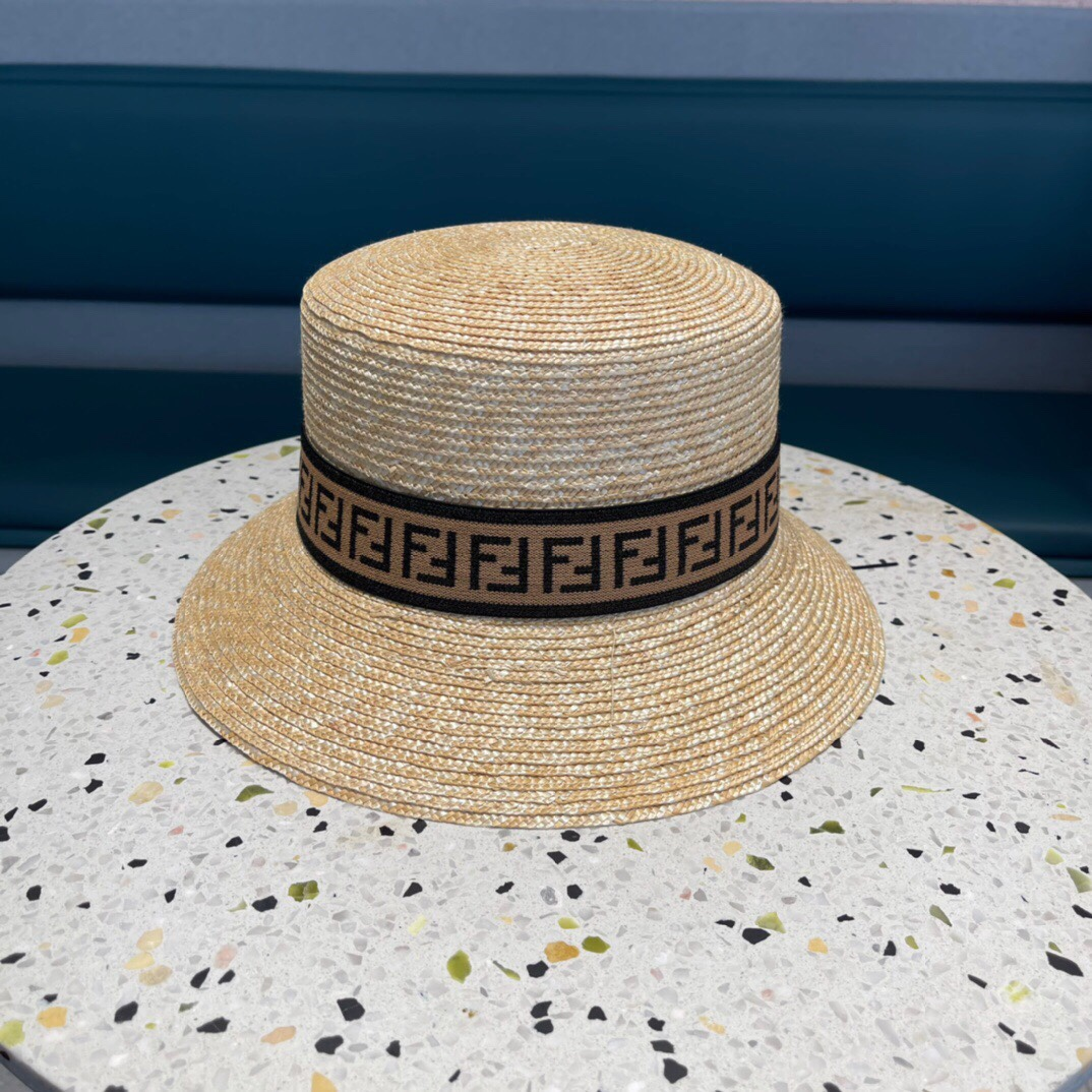 Fendi Straw Flat Top Hat  Sunhat （Replica）