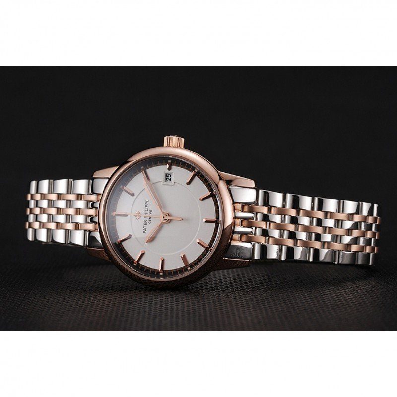 Calatrava Dial White 28 mm, Rose Gold