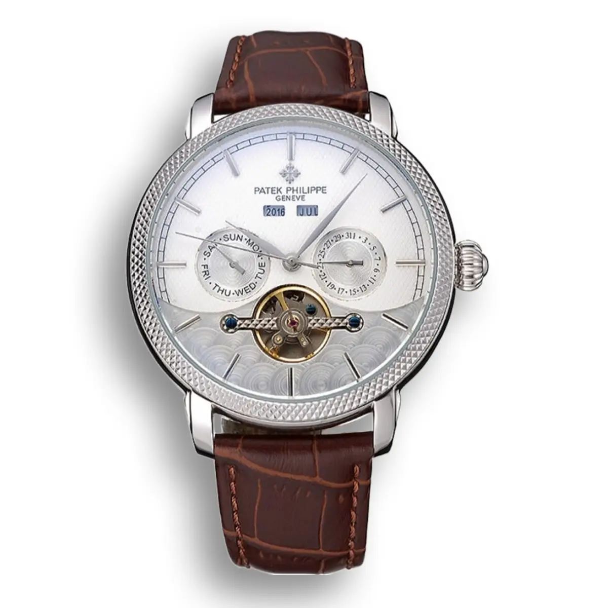 Day Date Tourbillon Dial White 45 mm, Stainless Steel