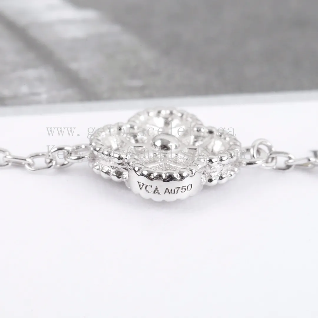 Van Cleef Arpels Sweet Alhambra Bracelet 6 Motifs White Gold With Pave Diamonds