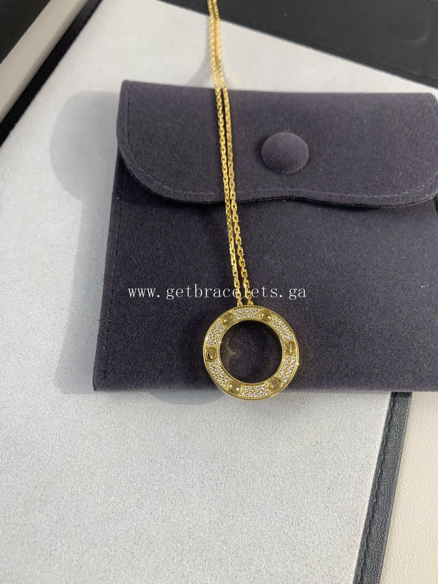 Cartier Love Necklace Yellow Gold With Pave Diamonds