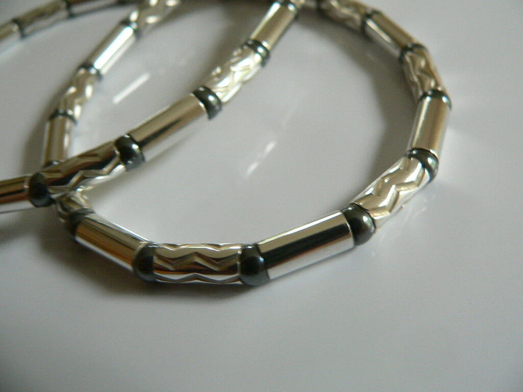 Tiffany & Co Silver Hematite Carved Bead Necklace Pendant Chain Rare Gift Cool