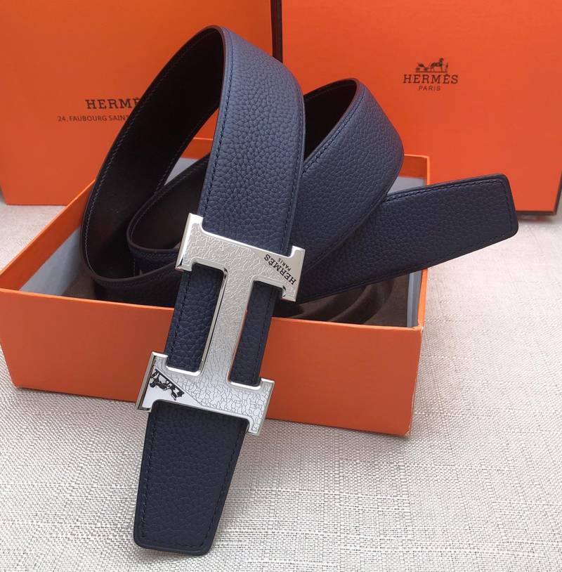 Hermes H Belt Buckle & Reversible Blue For Women, Women Belt 380MM