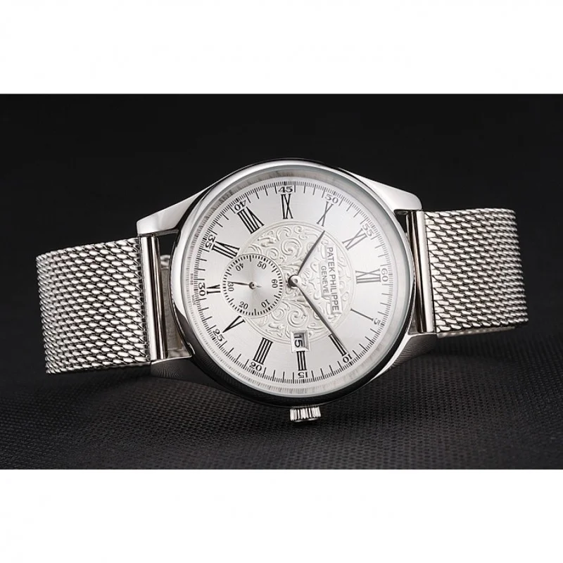 Calatrava Small Seconds Dial White 40 mm, Stainless Steel