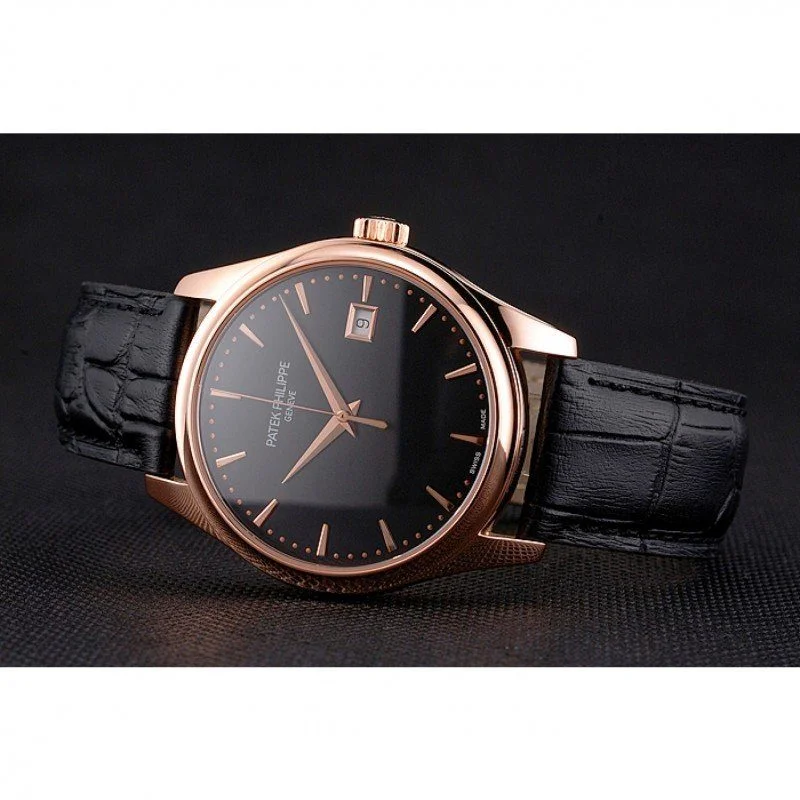 Calatrava Black Dial 38 mm, Rose Gold Plated