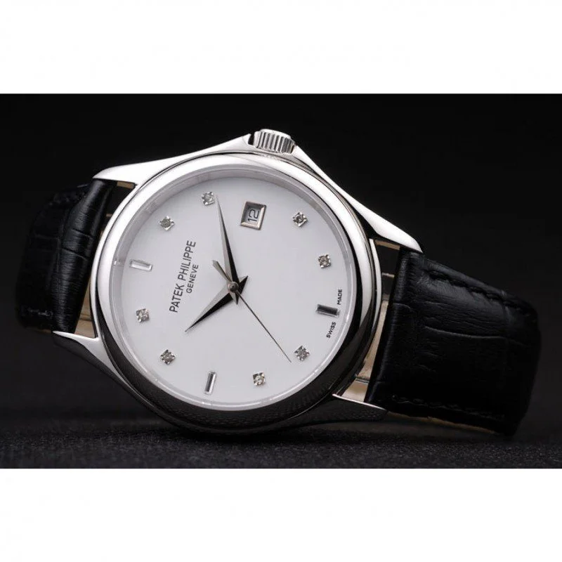 Geneve Calatrava Crystal Dial White 38 mm, Stainless Steel