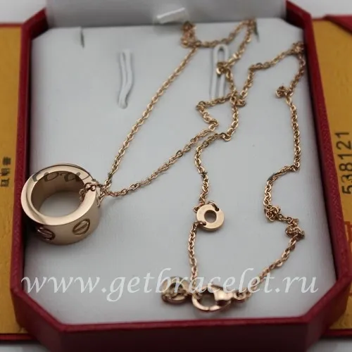 Copy Cartier LOVE Pink Gold Necklace