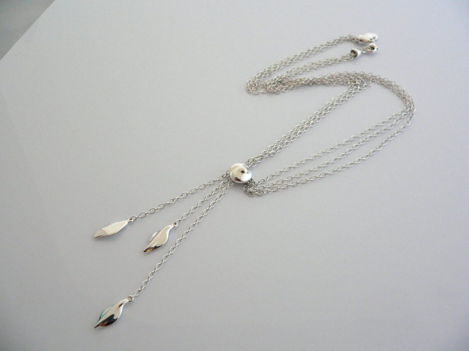 Tiffany & Co Leaf Dangle Necklace Pendant Chain Nature Lover Gift Pouch T and Co