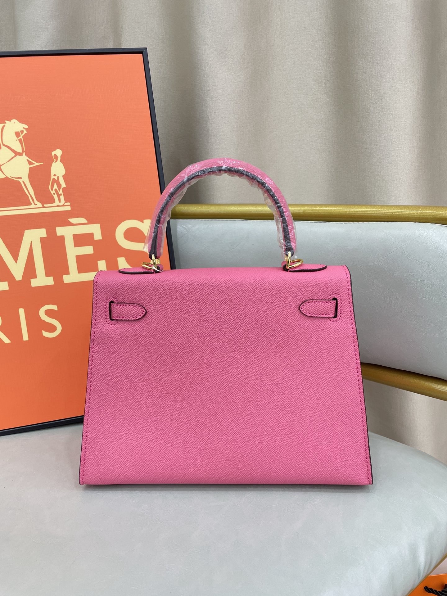 Hermes 28cm Kelly Bag Togo Leather Handbag Pink